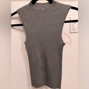 Ambiance Ribbed Sleeveless Mock Neck Tank - Gray